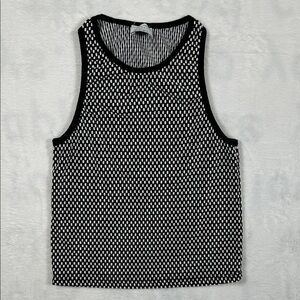 Zara Trafaluc Polka Dot Tank Top Size Small Stretchy Cropped Black and White